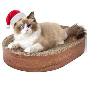 Cat Scratcher Bed Indoor Cats Cardboard Scratch Pad Oval Kitten Furniture Protec